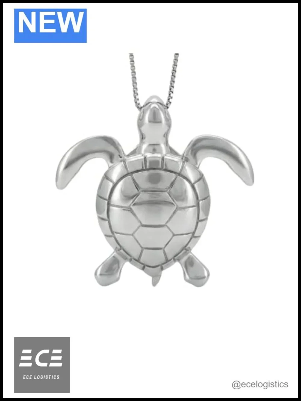 925 Sterling Silver Sea Turtle Pendant Necklace 18